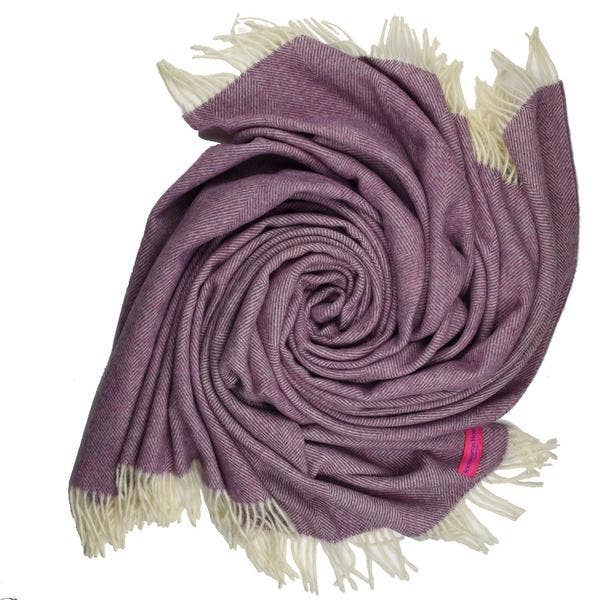 Southampton Home Shetland Lambswool Herringbone Throw: Lavender