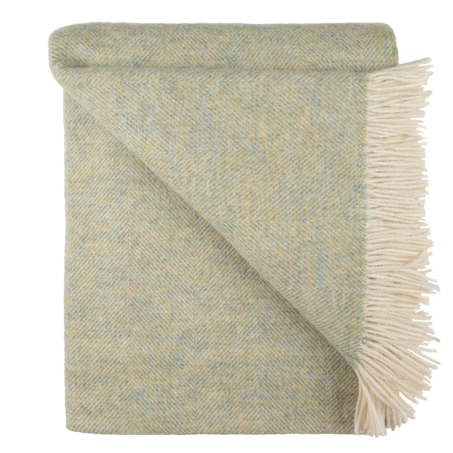 Southampton Home Shetland Lambswool Herringbone Throw: Meadow