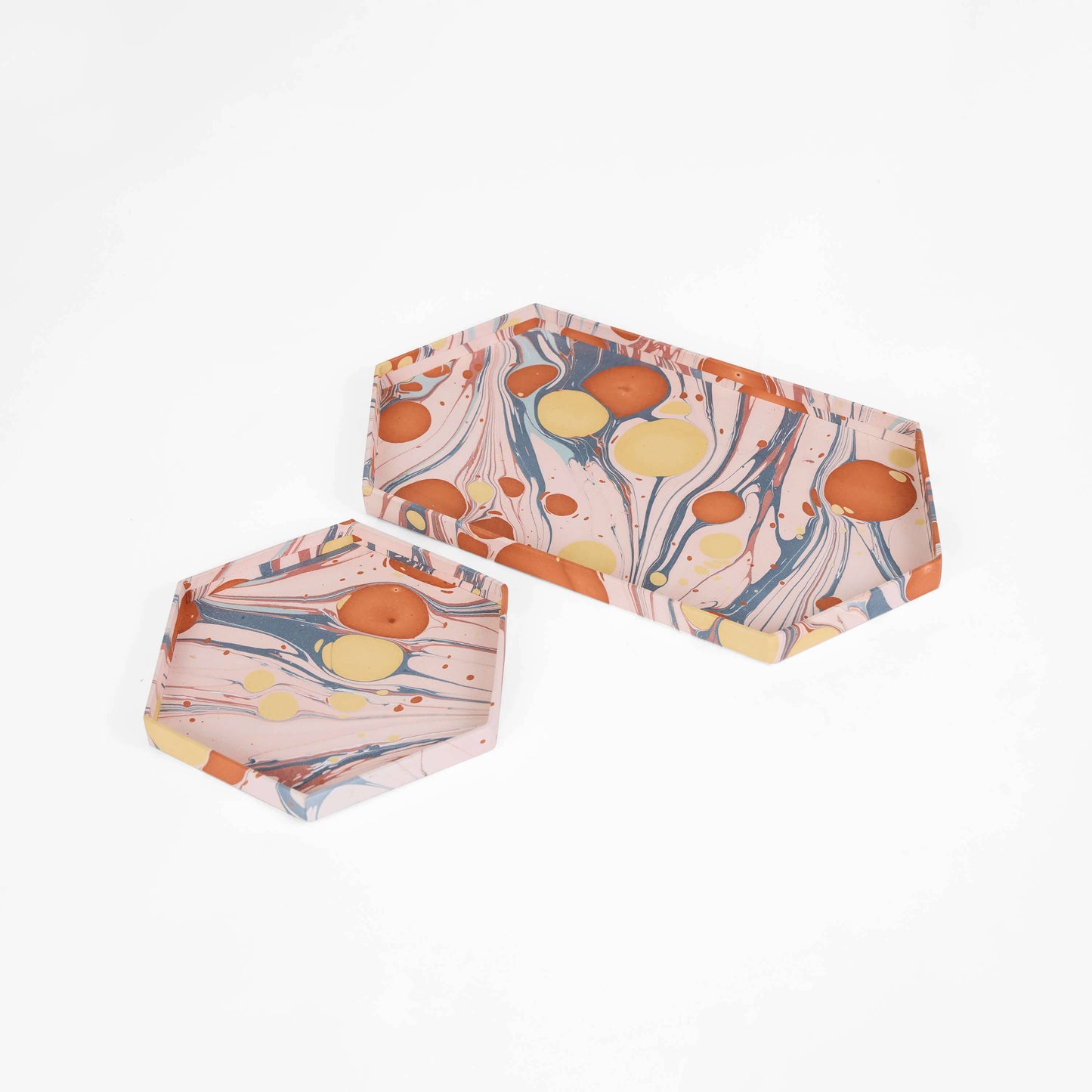 Marbled Hexagon Tray Set - Twilight Bubble