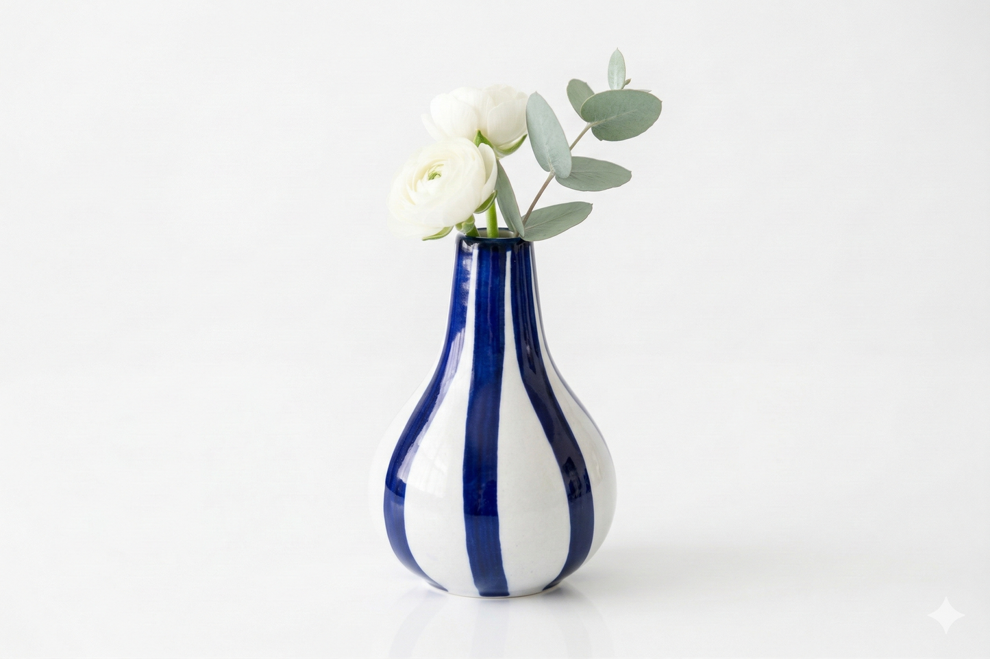Ceramic Blue Stripe Bud Vase