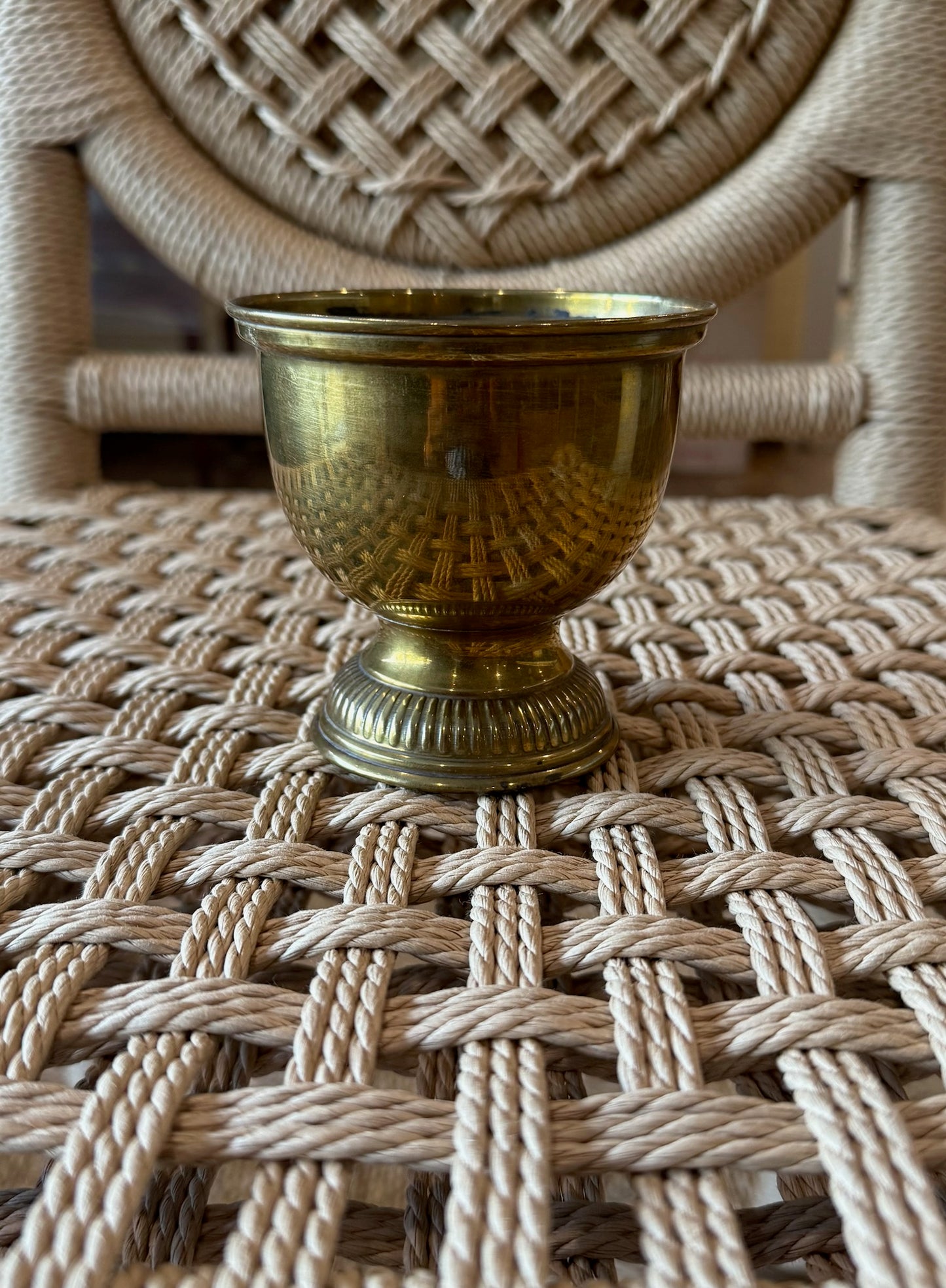 Small Brass Footed Round Planter