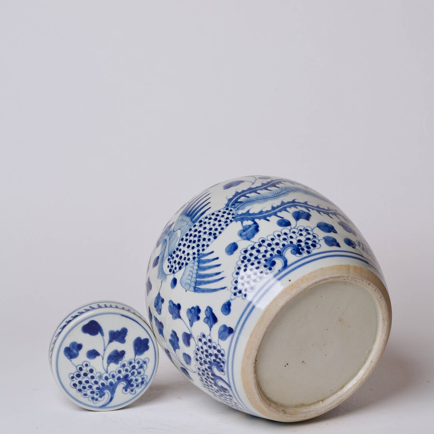 Blue & White Porcelain Phoenix Round Storage Jar