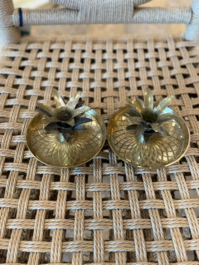 Pair of Vintage Pineapple Brass Candle Holders