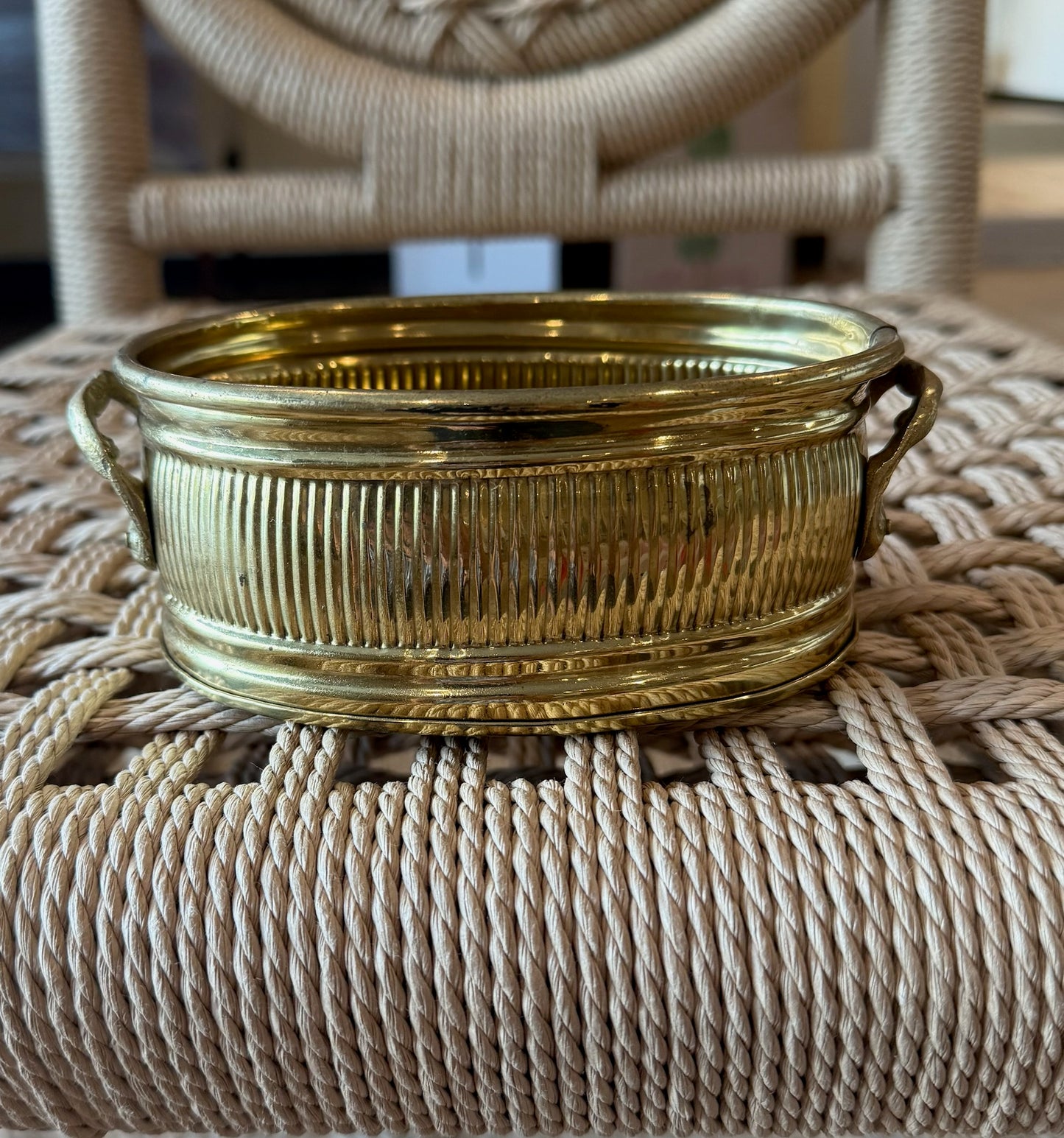 Small Brass Oval Planter