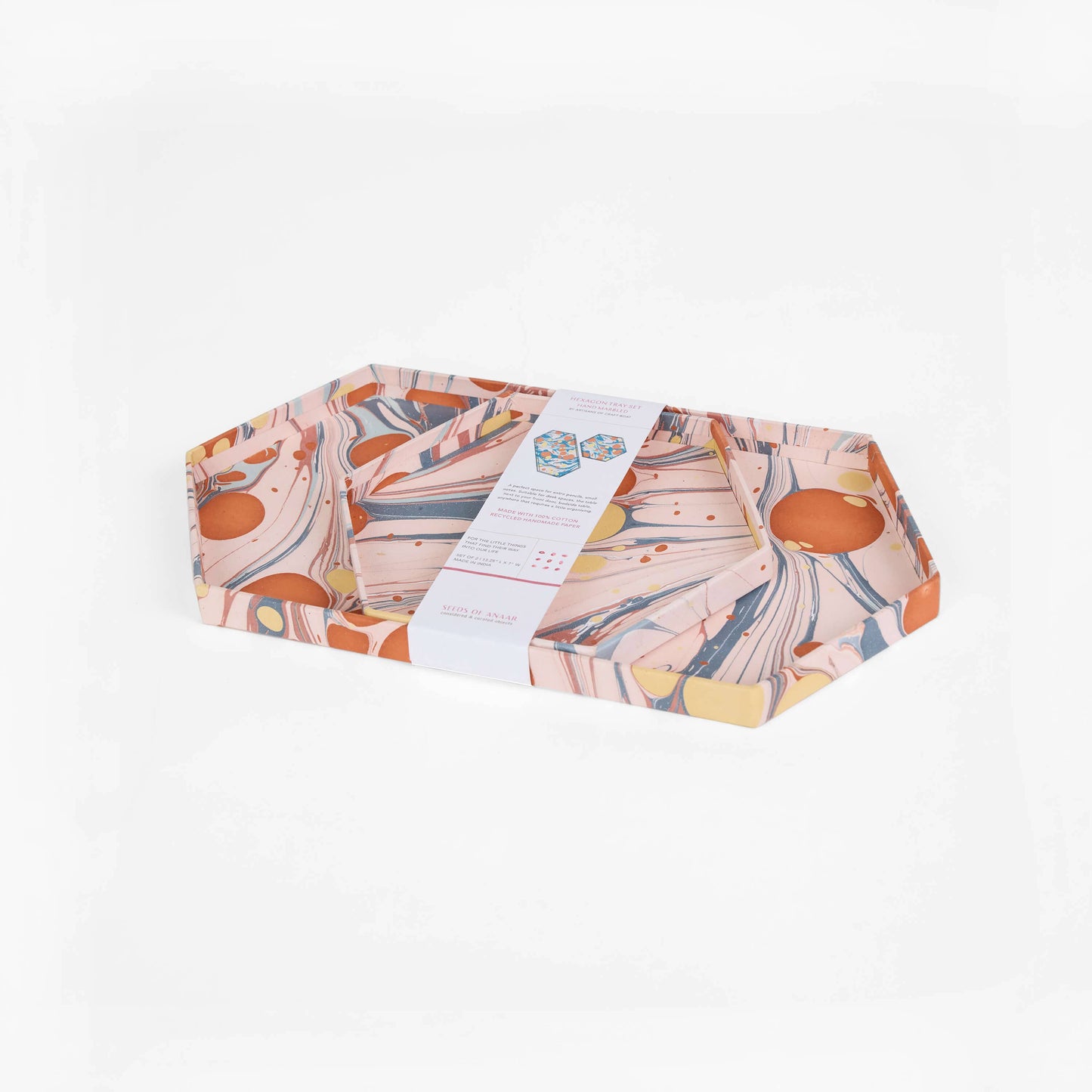 Marbled Hexagon Tray Set - Twilight Bubble