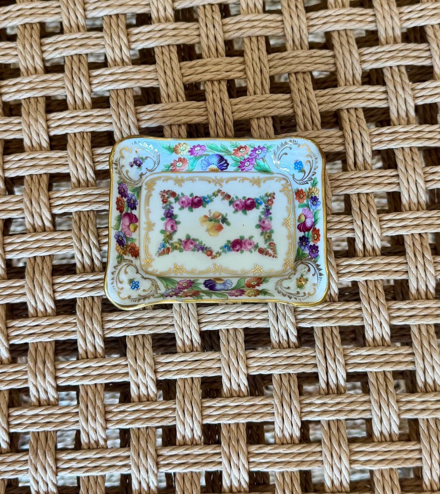 Small Dresden Floral Painted Dish