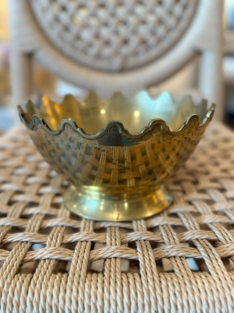 Vintage Brass Scalloped Bowl
