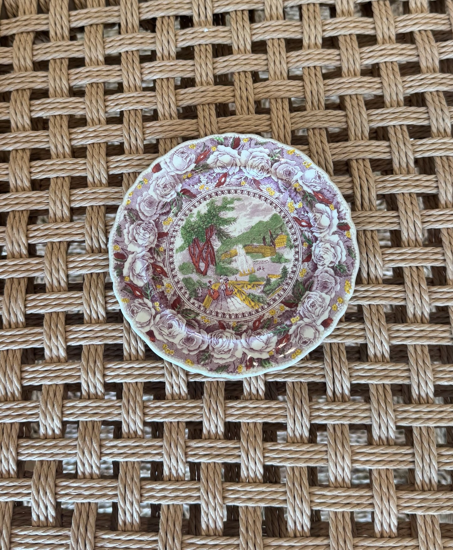 Vintage Purple Transferware Small Dish