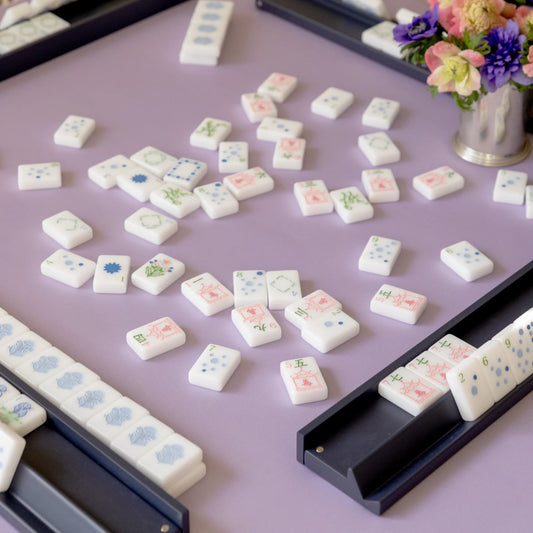 Embroidered Mahjong Mat in Lavender