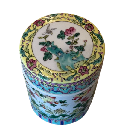 Colorful Chinoiserie Lidded Vase
