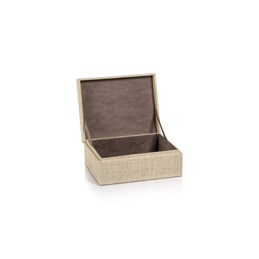 La Bocca Woven Raffia Box in Natural