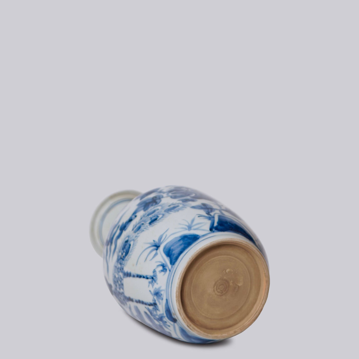 Peacock Blue and White Porcelain Mallet Vase