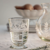 Hand-etched Blown Footed Glass: Water Glass