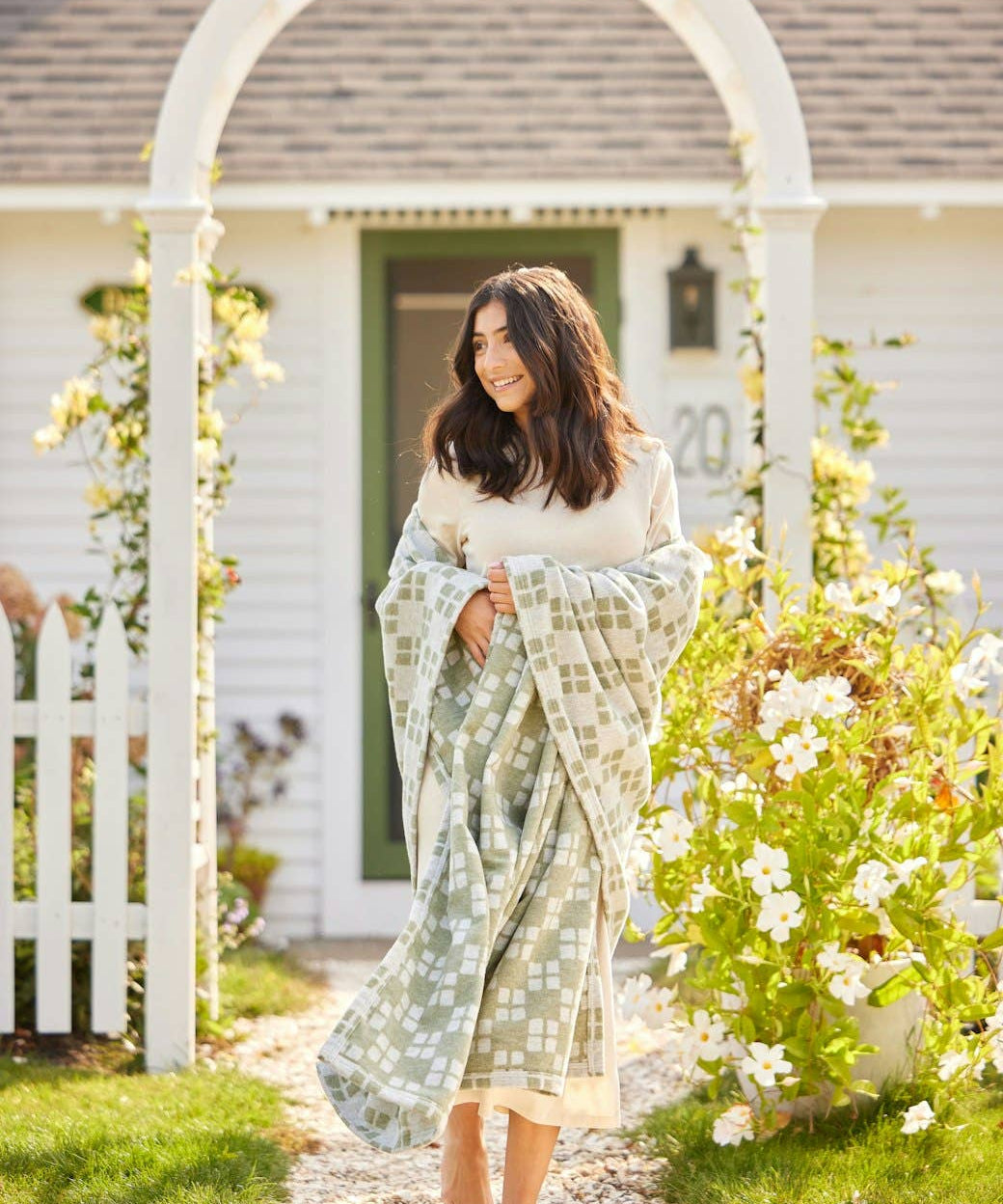 The Lightweight Blanket - Sage Checkers: Lightweight