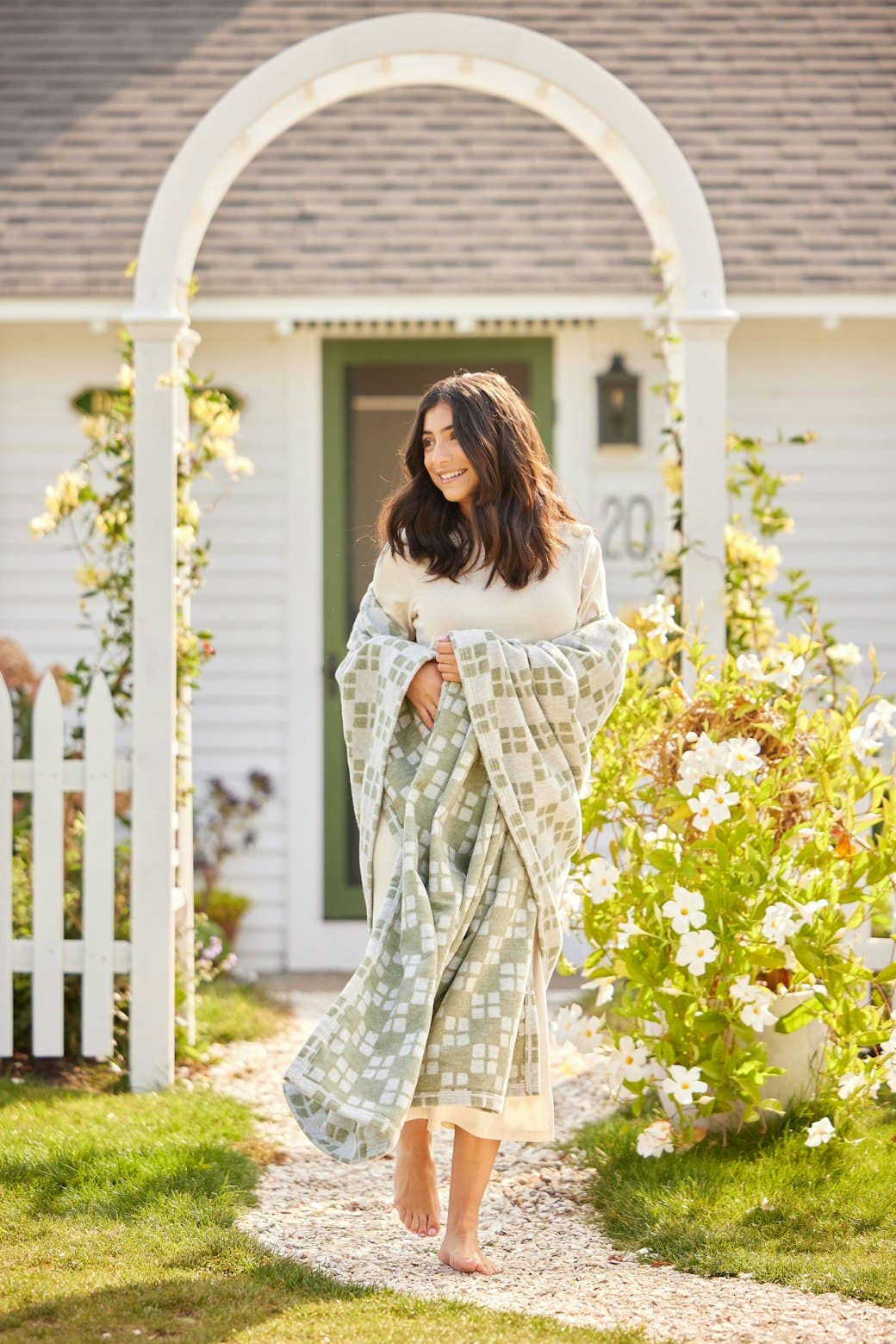 The Lightweight Blanket - Sage Checkers: Lightweight