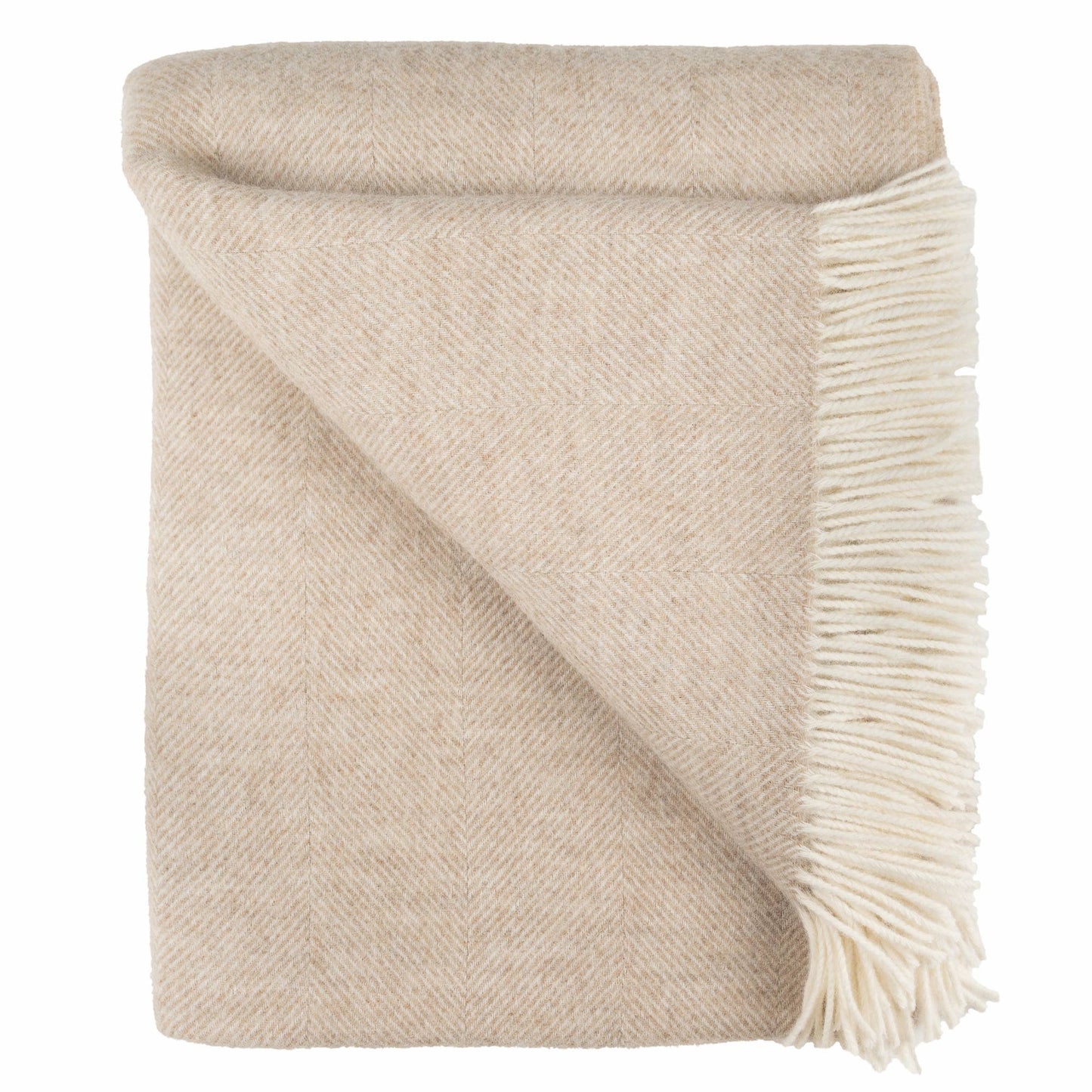 Southampton Home Shetland Lambswool Herringbone Throw: Linen