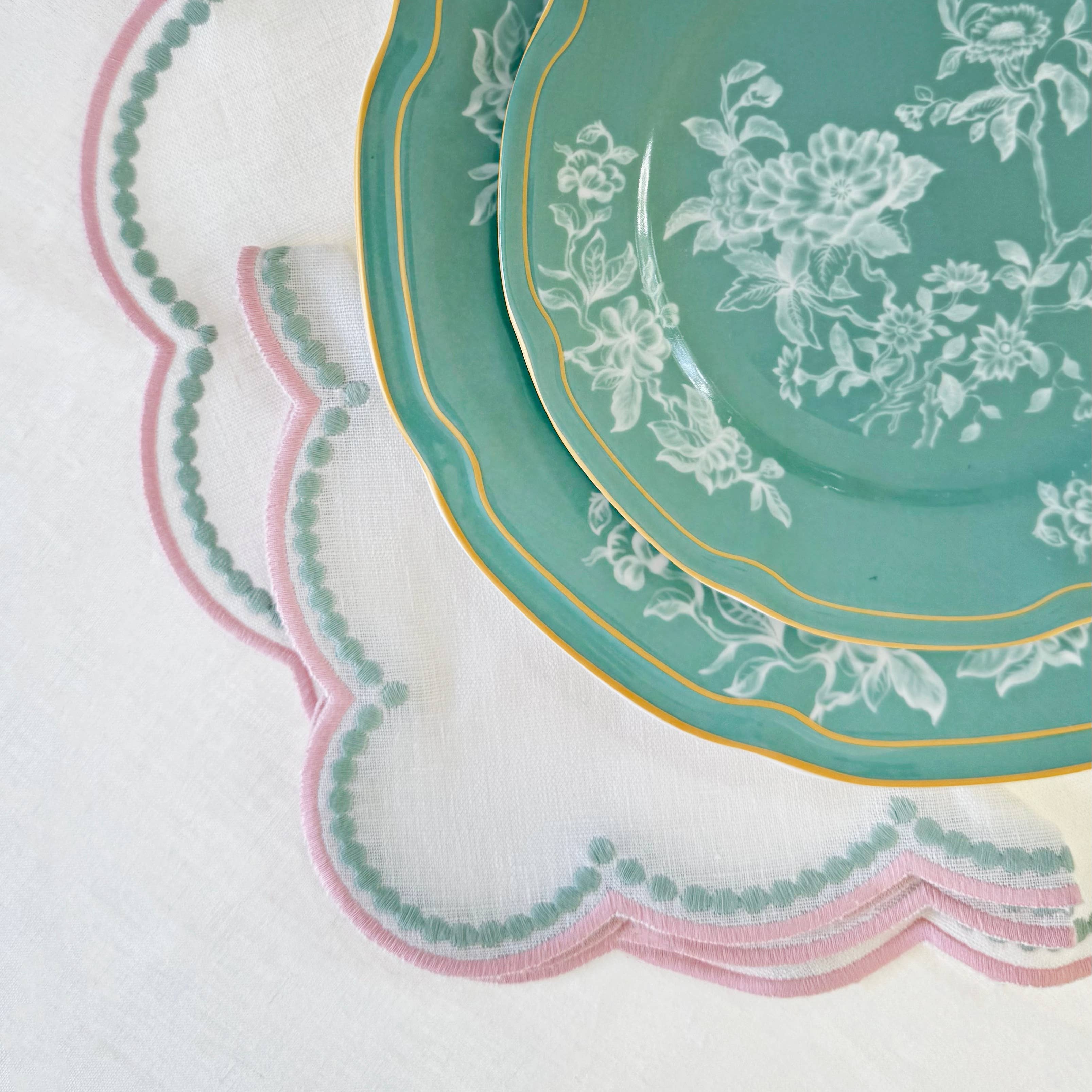 Lilibeth Pink and Green Embroidered Placemats (set of 4)