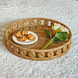 Round Tray with Glass Insert: Honey Brown