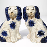 Blue and White Ceramic Staffordshire Dog Pair