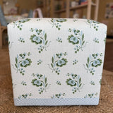 Kate Figler Home Mini Cube Ottoman in Alice Sergeant Zahra Fabric and Holland & Sherry Trim
