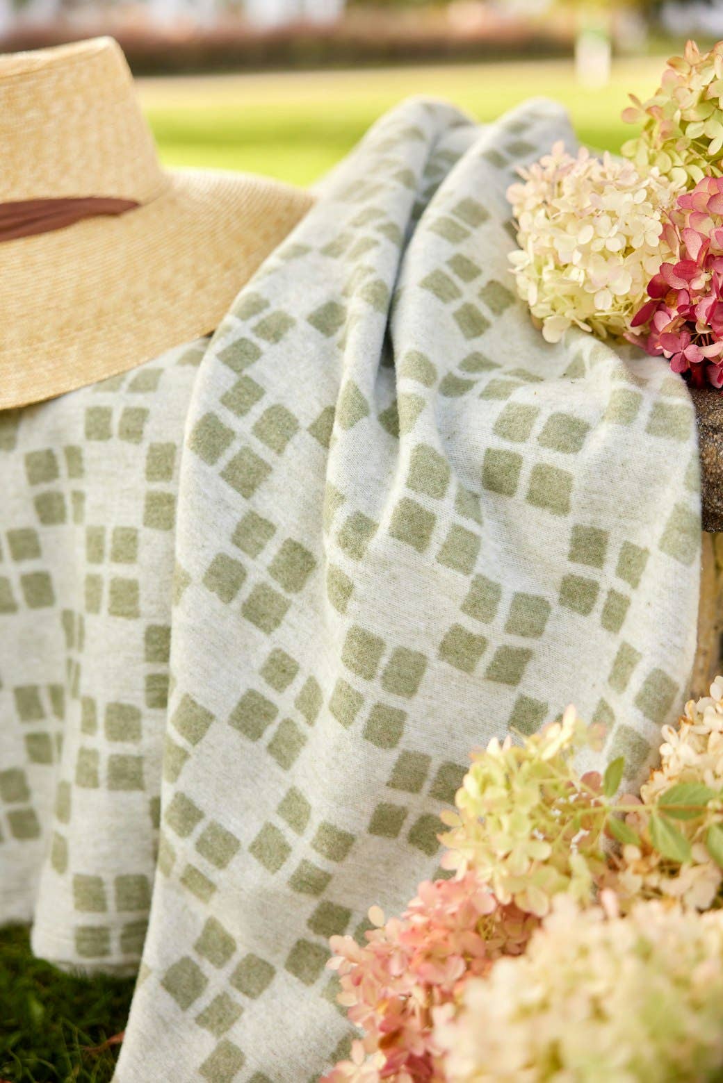 The Lightweight Blanket - Sage Checkers: Lightweight