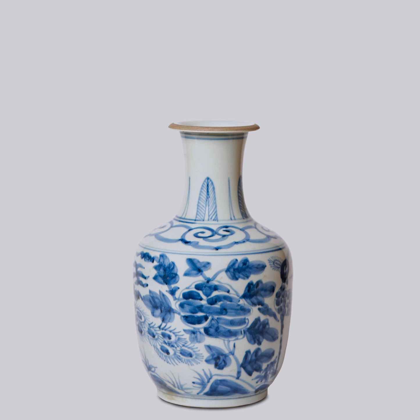 Peacock Blue and White Porcelain Mallet Vase