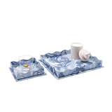 Nesting Scalloped Hand-Marbled Trays in Ocean Wave: Set of 2