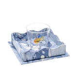 Nesting Scalloped Hand-Marbled Trays in Ocean Wave: Set of 2
