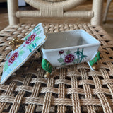 Floral Bamboo Footed Box with Lid