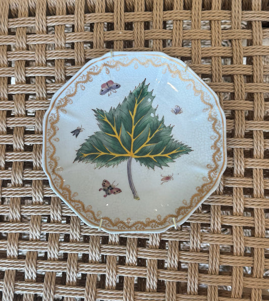 Hand Painted Leaf and Butterfly Plate