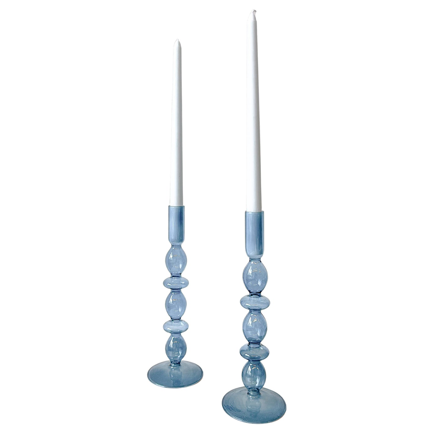 Azure Blue Candle Holder - Pair