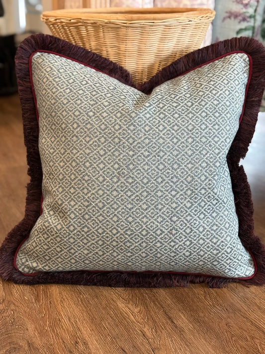 Clarence House Osborne Pillow with Samuel & Sons Brush Fringe and Cord