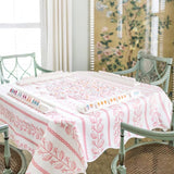 Scalloped Square Table Topper | Pink Botanical