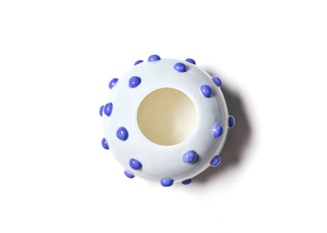 Iris Blue Large Round Vase with Decorative Knobs