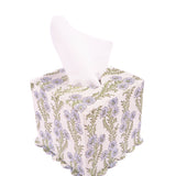 Scallop Tissue Box Cover in Forget-Me-Not Blockprint