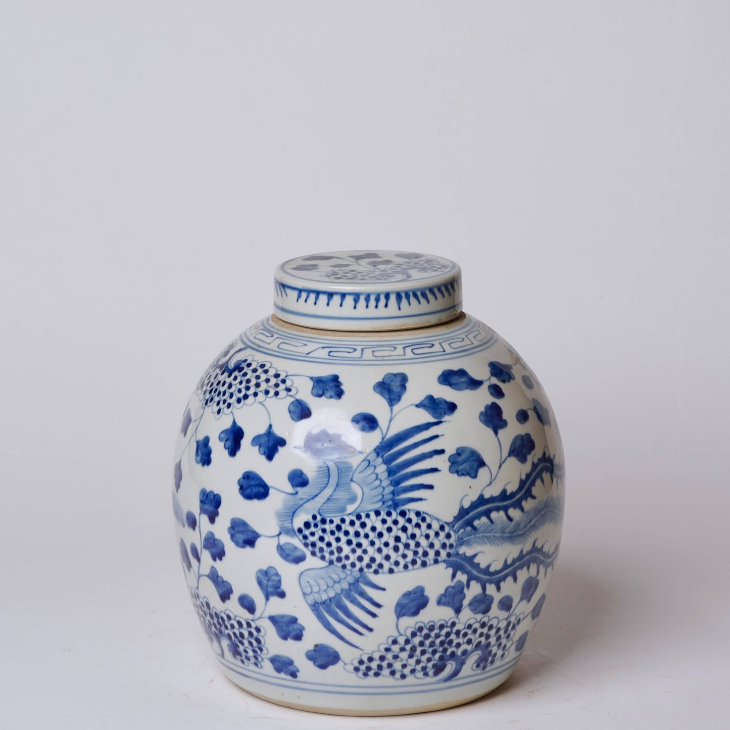 Blue & White Porcelain Phoenix Round Storage Jar
