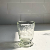 Hand-etched Blown Footed Glass: Water Glass