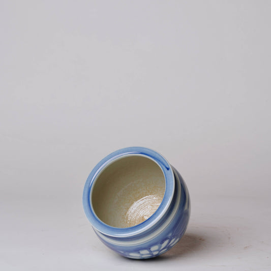 Hand Painted Floral Blue and White Porcelain Small Pot