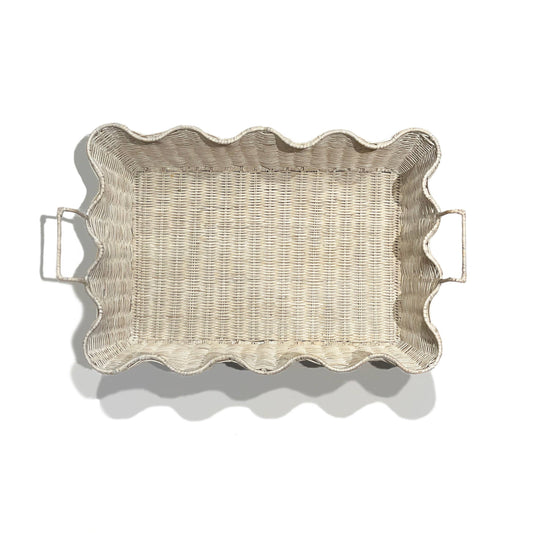 Large Scalloped Tray: White