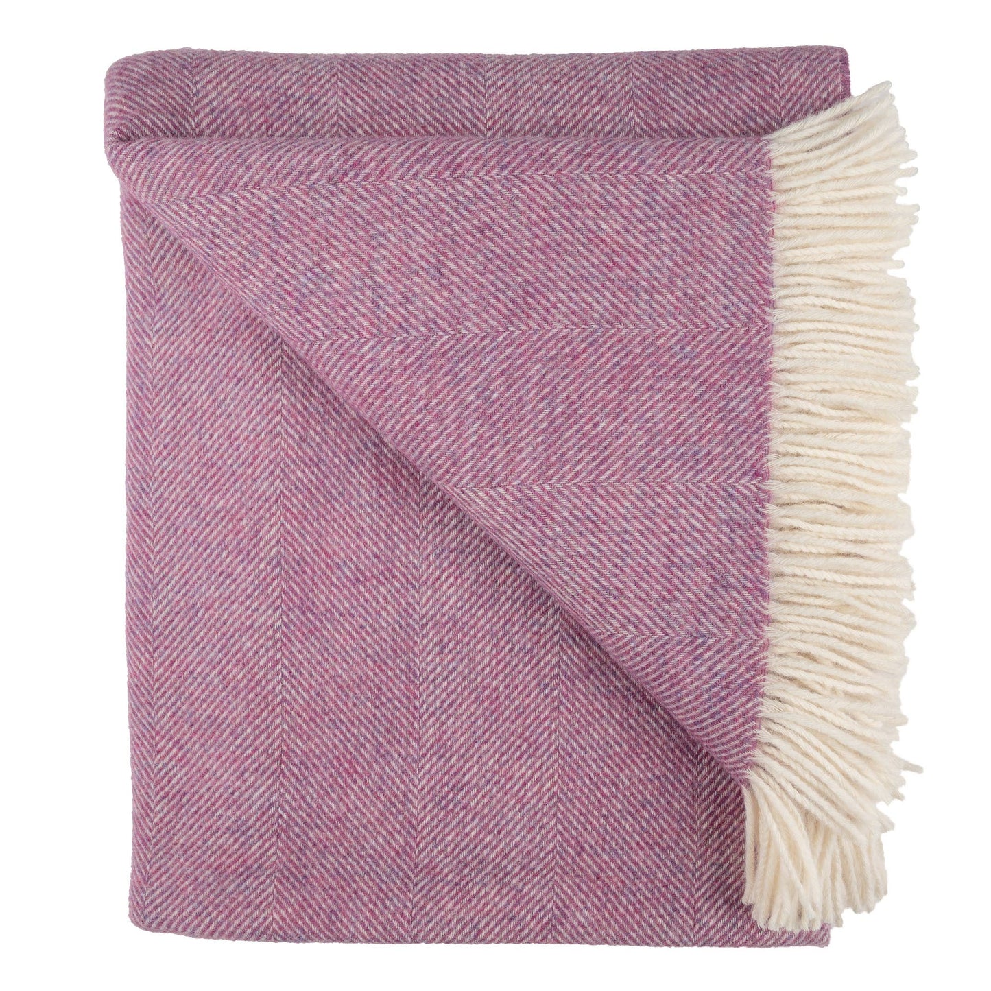Southampton Home Shetland Lambswool Herringbone Throw: Petal Pink