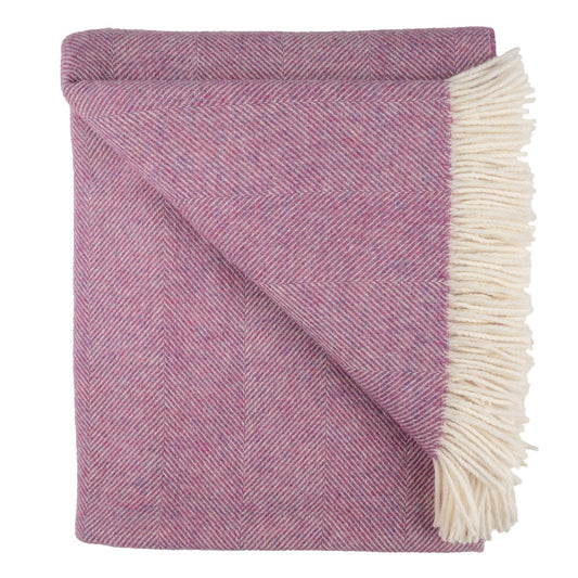 Southampton Home Shetland Lambswool Herringbone Throw: Petal Pink