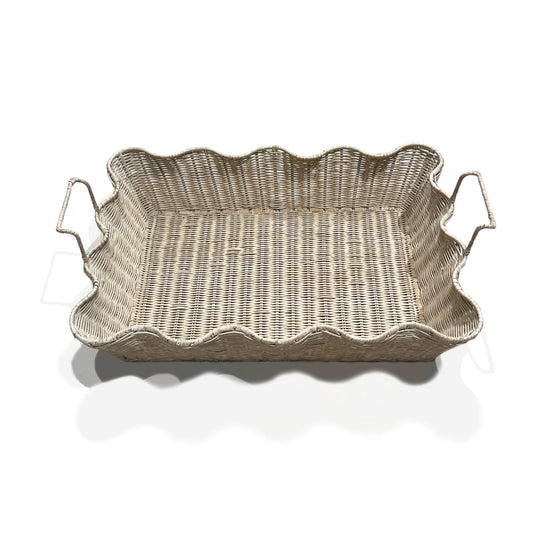 Large Scalloped Tray: White