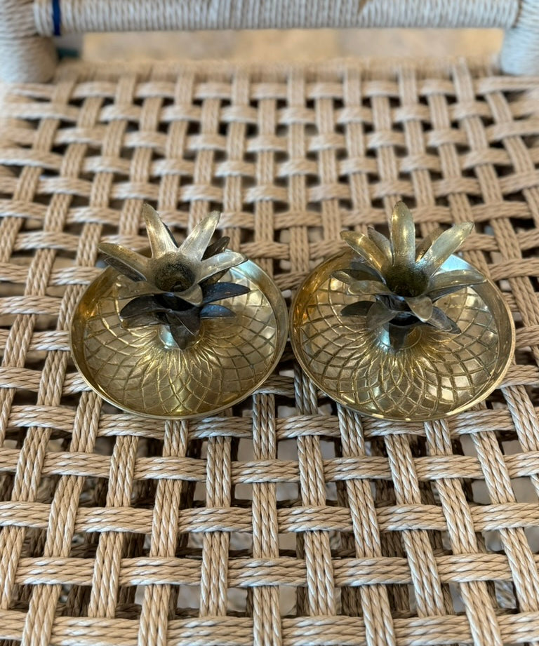 Pair of Vintage Pineapple Brass Candle Holders