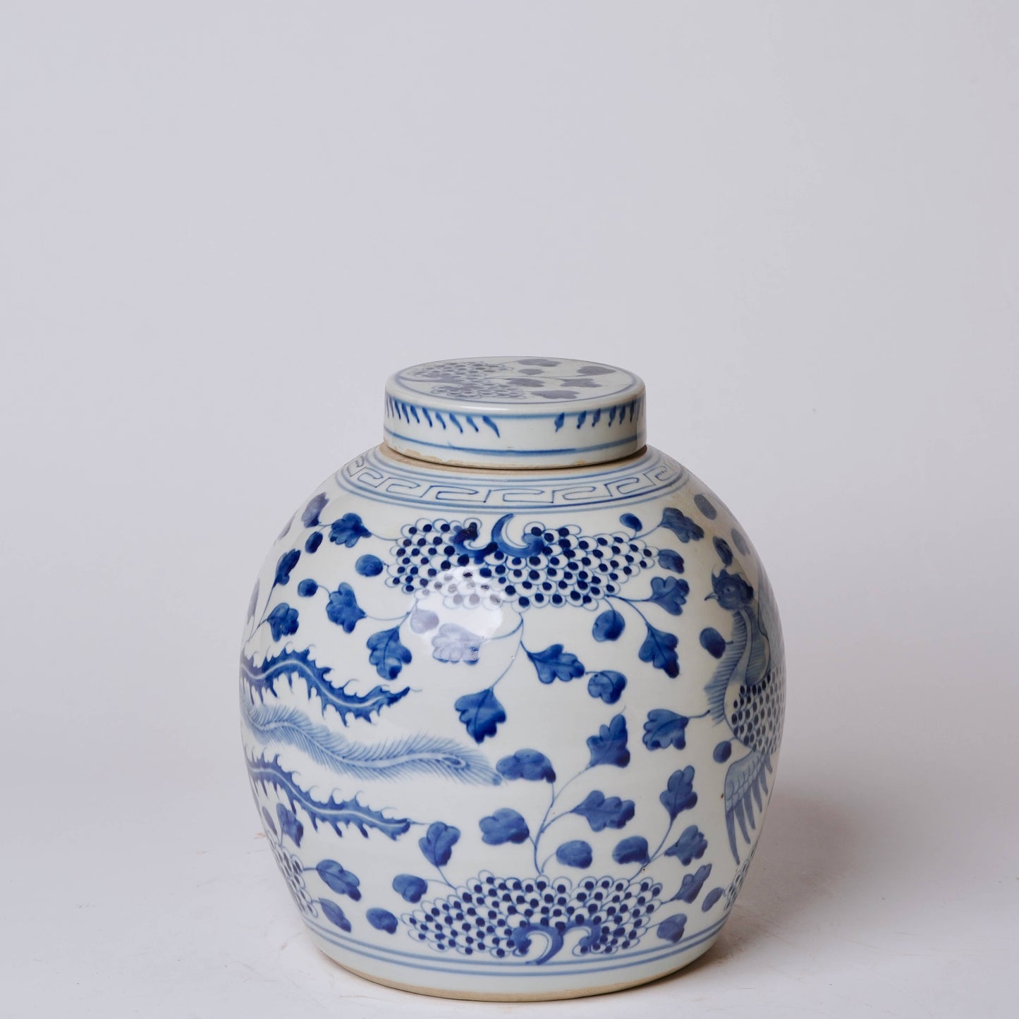 Blue & White Porcelain Phoenix Round Storage Jar