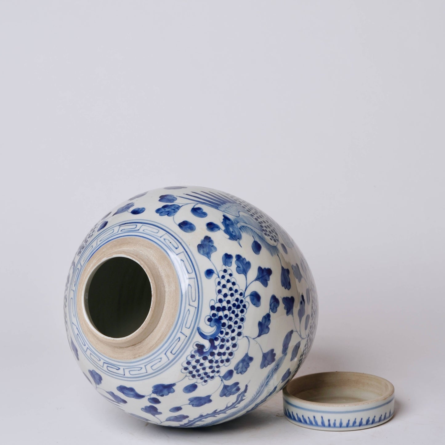 Blue & White Porcelain Phoenix Round Storage Jar