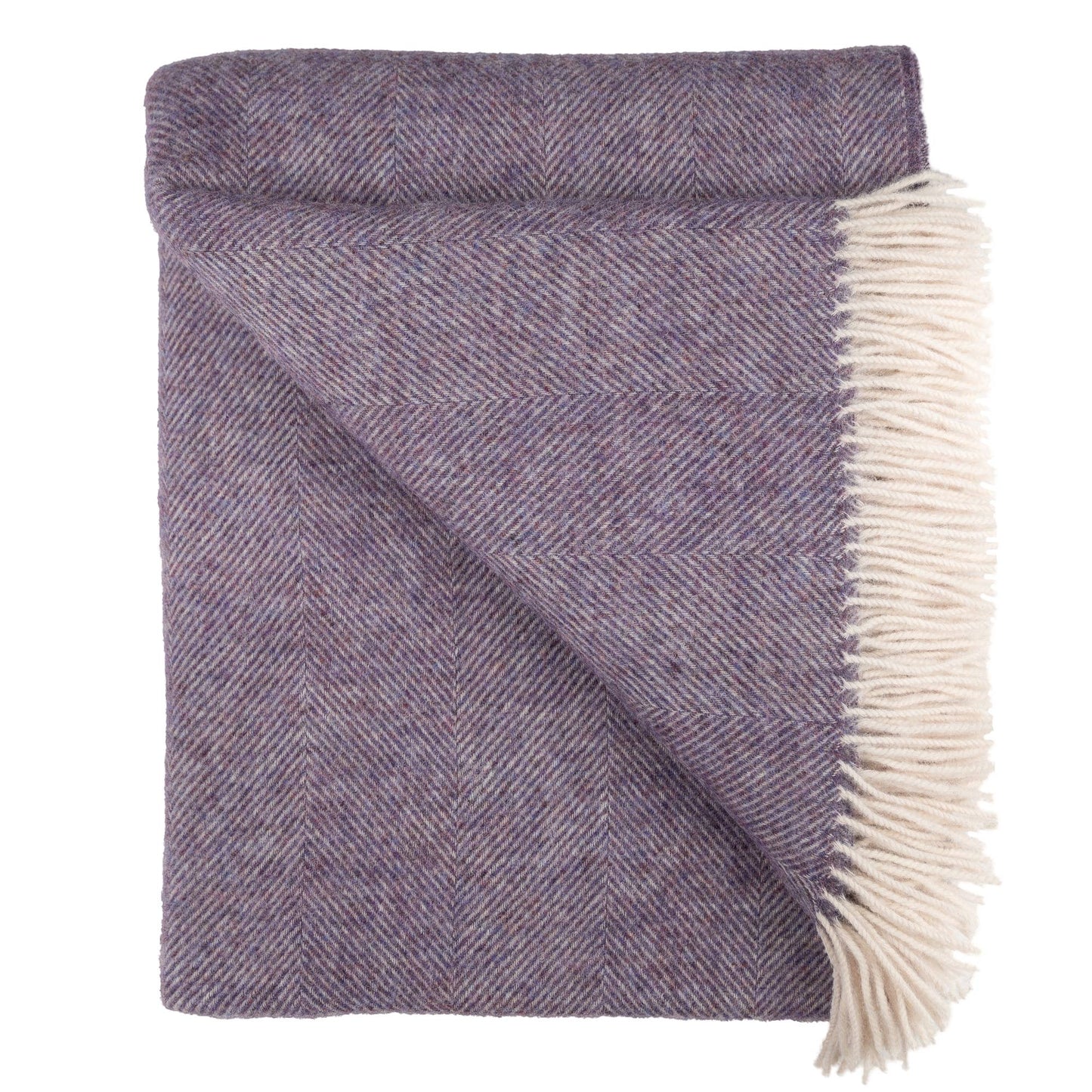 Southampton Home Shetland Lambswool Herringbone Throw: Lavender
