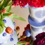 Iris Blue Large Round Vase with Decorative Knobs