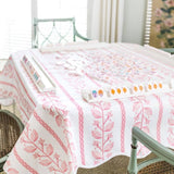 Scalloped Square Table Topper | Pink Botanical