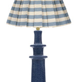 Blue Lamp with Blue Striped Fabric Shade