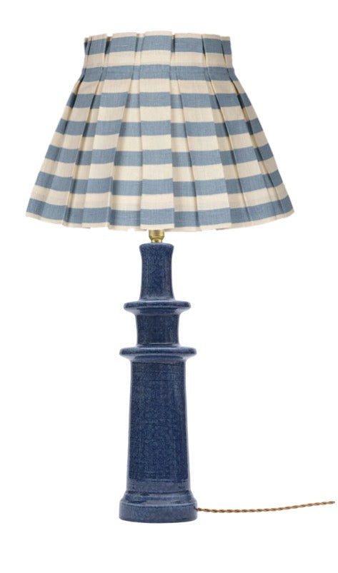 Blue Lamp with Blue Striped Fabric Shade